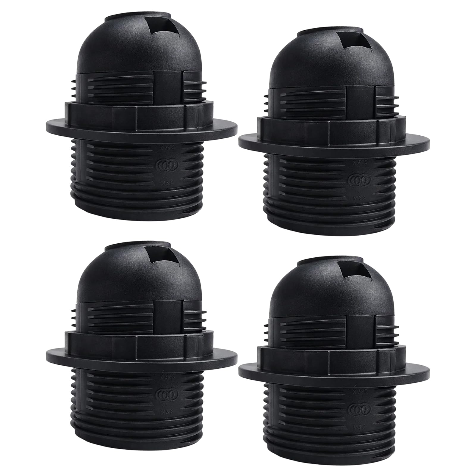 E27 Lamp Holder, E27 Bulb Holder with Black Finish, Lamp Fitting for Vintage Pendant Lights, DIY Home Decor Projects, Industrial Style Lighting Installations, 4-Piece Set with Standard E27 Socket