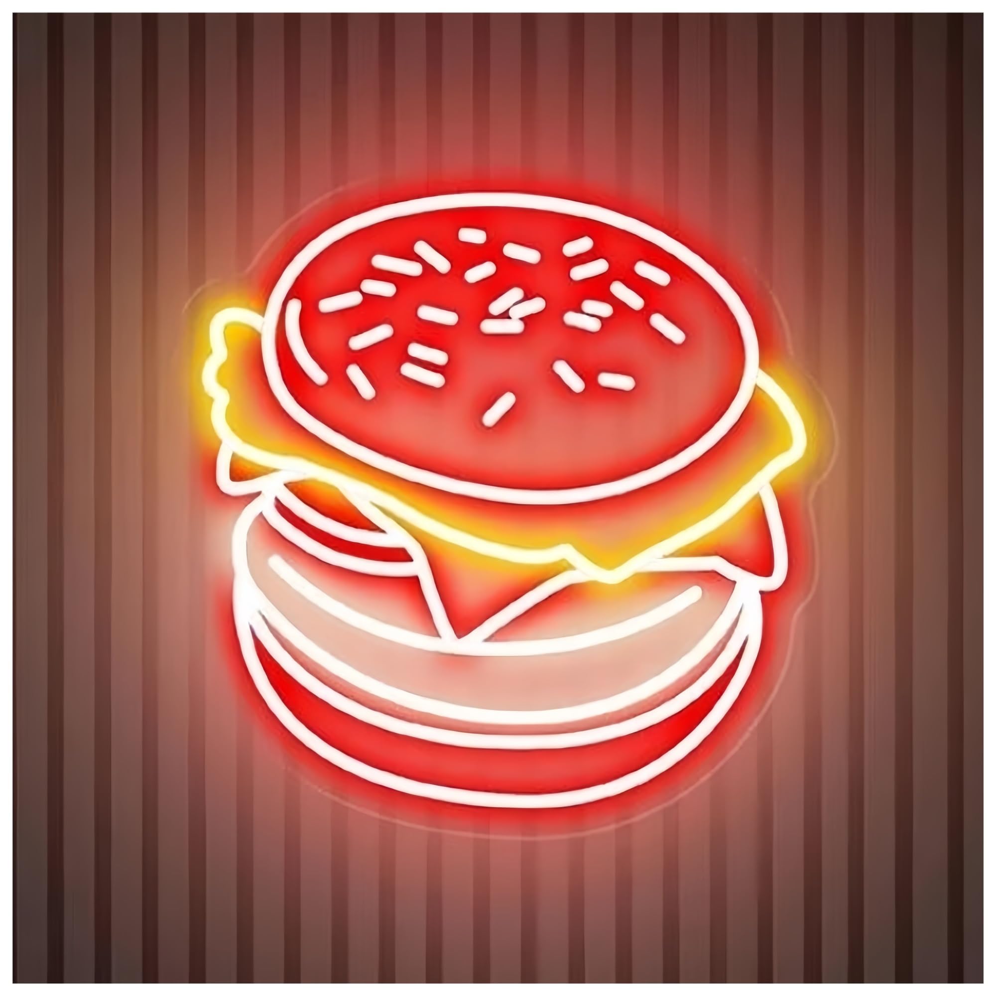 SHOUXI Sign Lamp Burger Neon Sign Hamburger Neon Light Sign Home Wall Decor Coffee Shop Restaurant Decor Fast Food Neon Art(B,50CM)