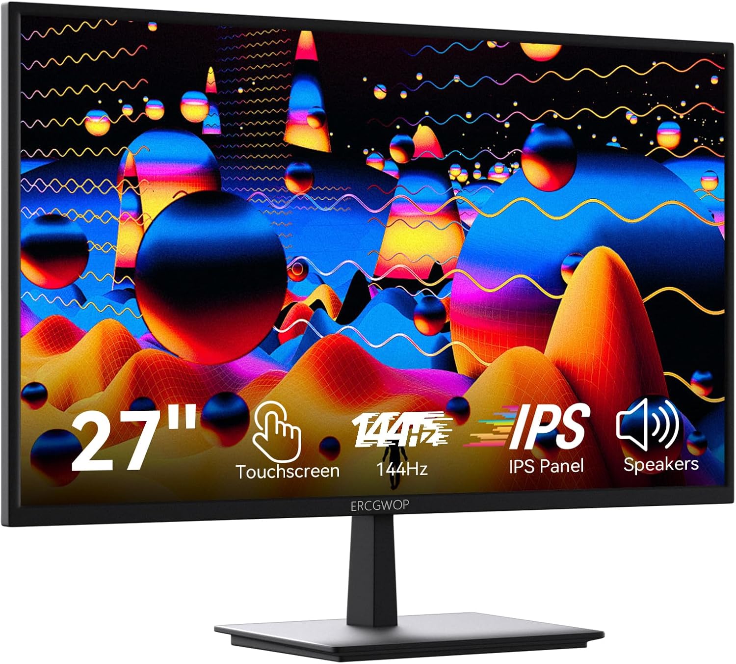 Touchscreen Monitor 27 inch 144Hz FHD 1920x1080P, 10-Point Computer Monitor Touch Screen PC Display, Built-in Speakers, HDMI DP USB Port, VESA Wall Mountable