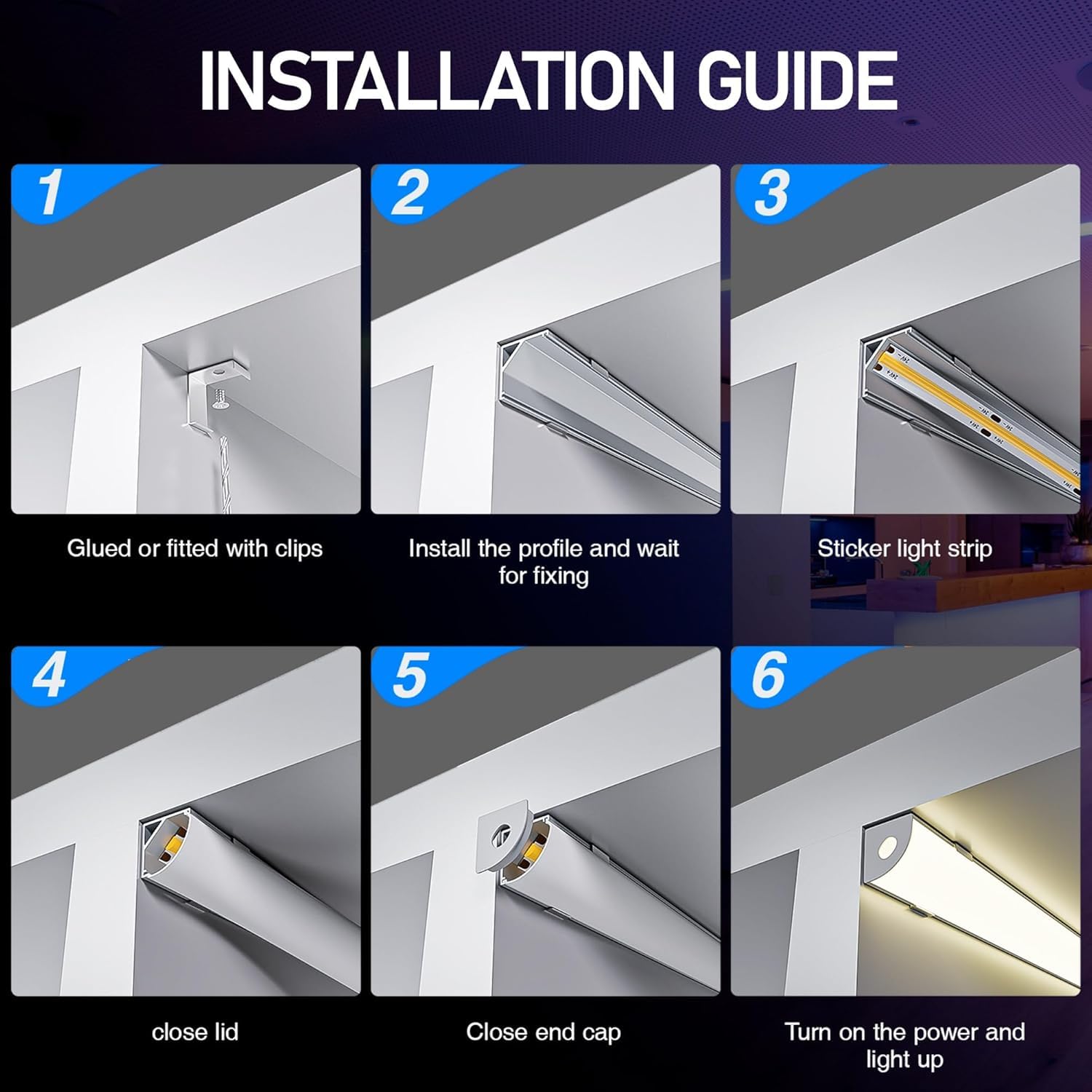 Shine Plus 40 perfiles de esquina LED de 2 m, con difusor de luz lechosa – riel, perfil LED 45 grados en forma de V, tamaño total 15,8 mm x 15,8 mm, adecuado para tiras LED con un ancho de hasta 10 mm