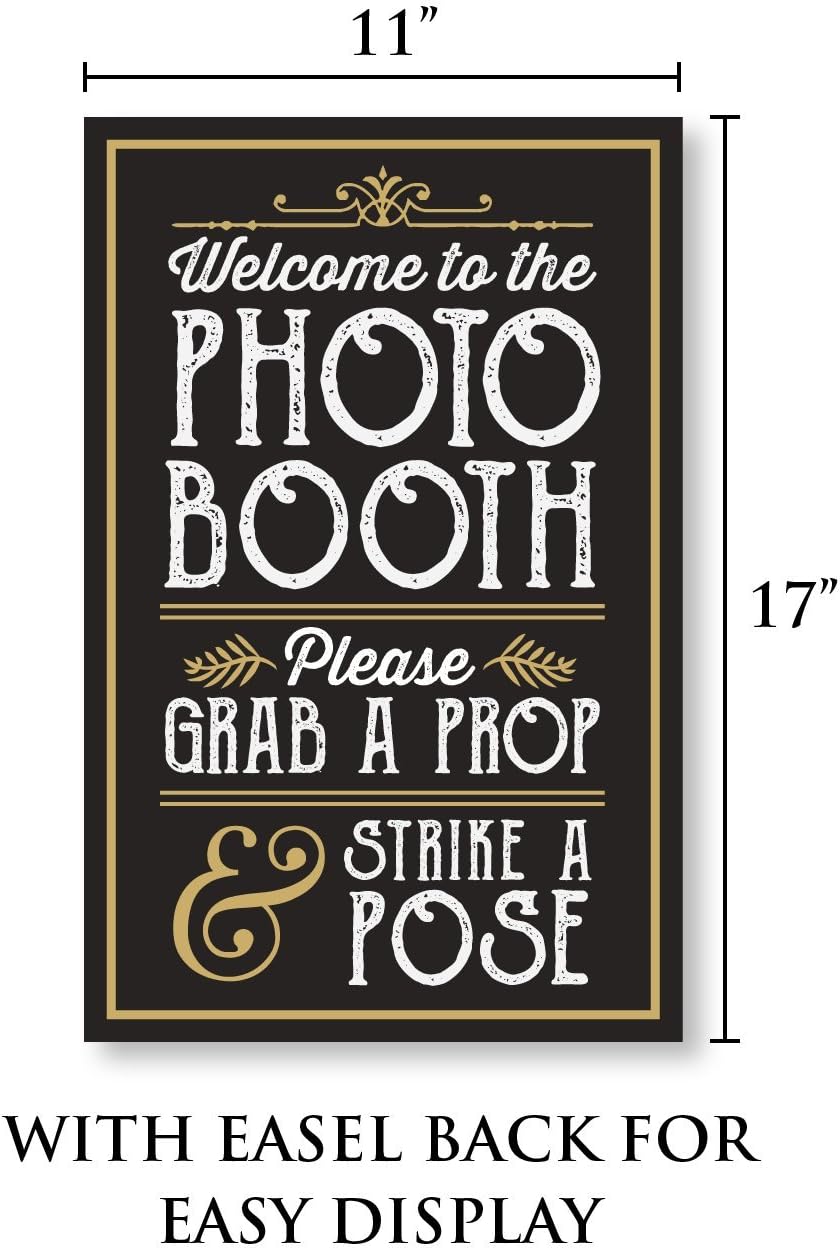 PERFECT PHOTO BOOTH PROP SIGN WITH EASEL BACKER STAND, Great for DIY Photo Booth, Grab A Prop Strike A Pose Photo Booth Sign, Great for wedding, birthday, holiday events and more!