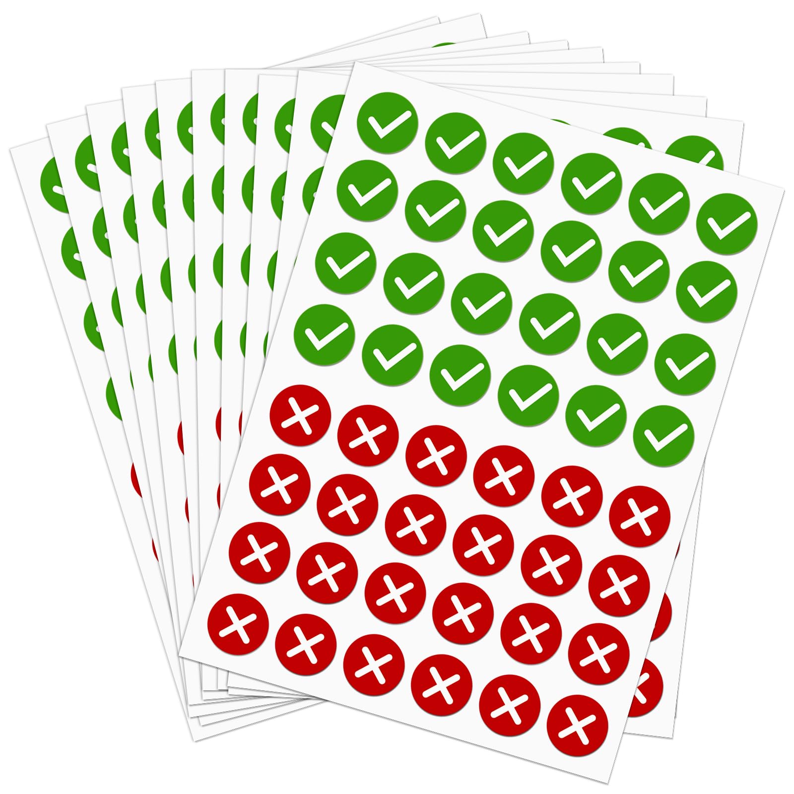 TESWEY 480PCS Green Check Mark Stickers,Green Check Red X Stickers,Self-Adhesive Check and Cross Sticker for Classroom Teaching Aids,DIY Projects