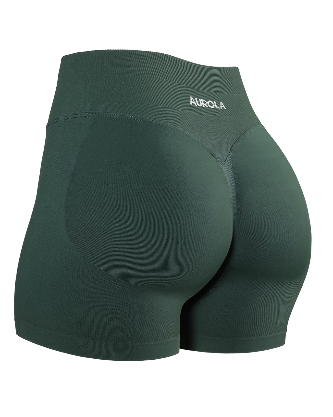 AUROLA Influence Workout Shorts for Women,2.5 3.5 4.5 5.5 6.5 No Roll Up Squat Proof Scrunch Seamless Compression Gym Short 3.5" Inseam Small Eden Green