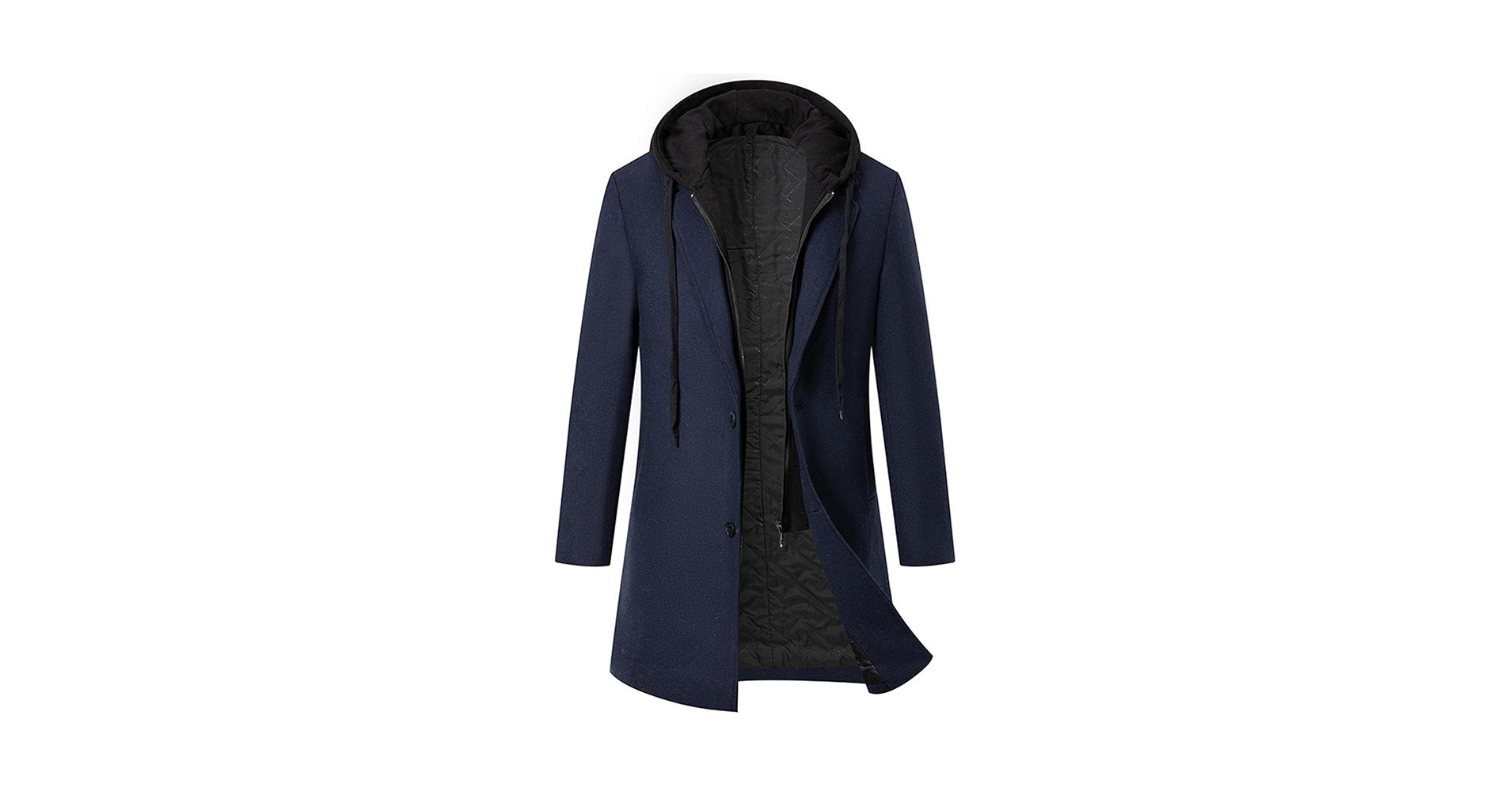 Maiyifu-GJ Men's Hoodie Wool Coat Long Winter Wool Blend