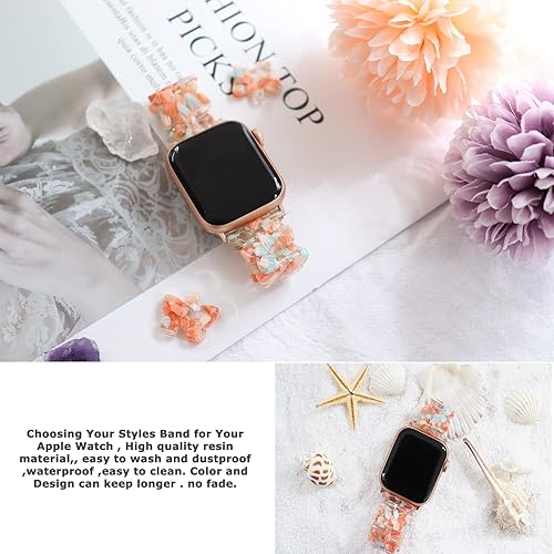 Miniatura 6 de Kolgios Correa de reloj inteligente con diseño de mariposa transparente de 1.496 pulgadas, 1.575 pulgadas, 1.614 pulgadas, compatible con Apple