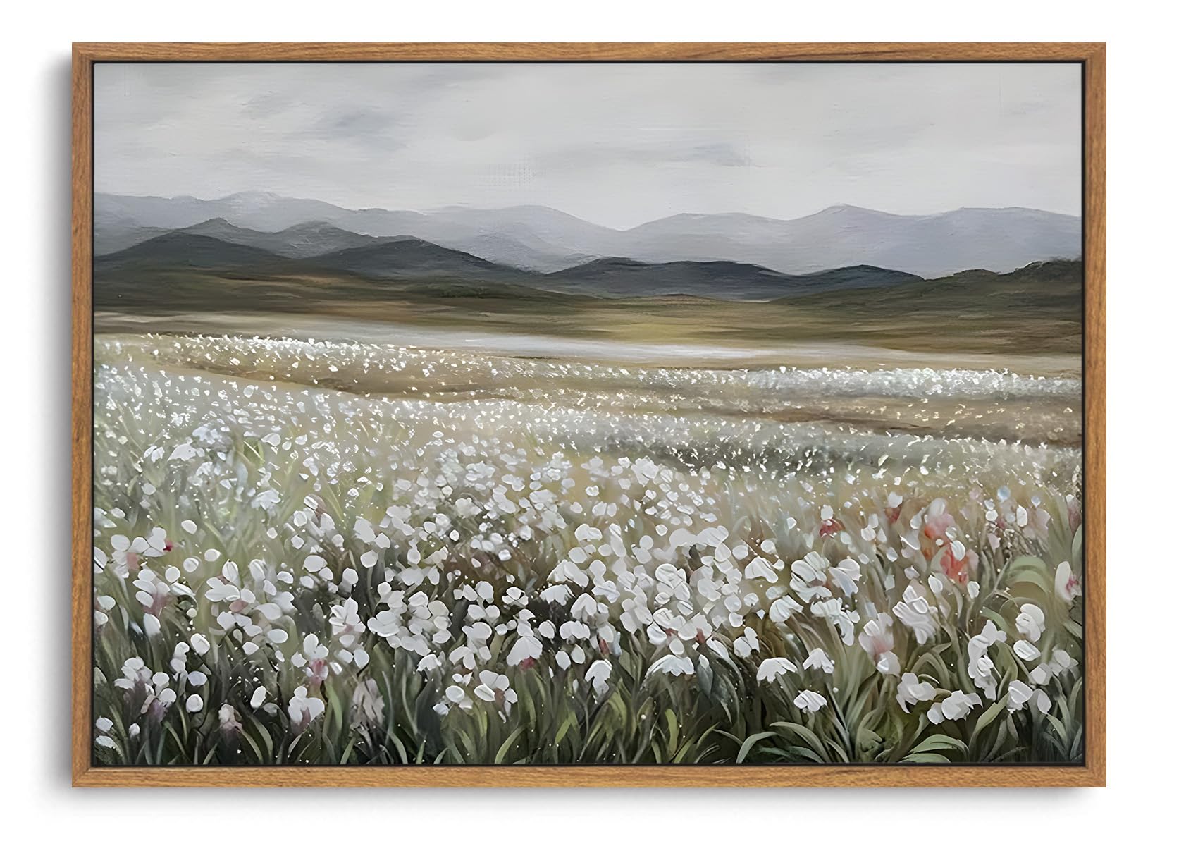 OIQArtOIQ Framed Canvas Wall Art,Vintage Decor,Landscape Nature Country Wildflower Paintings Farmhouse Pictures Modern Artwork Rustic Fall Flower Prints Cottagecore Office Living Room Bedroom Bathroom — view 23