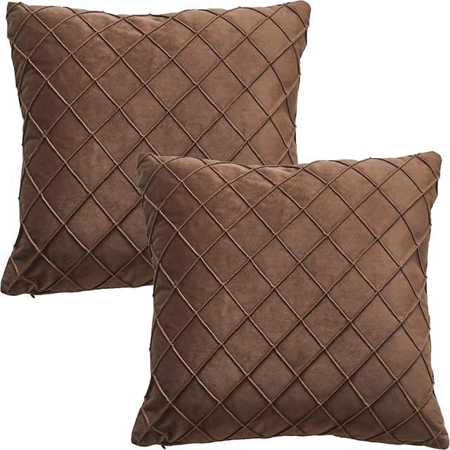 GONOVE Cushion Cover Pack of 2, 45X45cm Velvet Lattice Throw Pillow Cases Shells Decorative Square Pillow Covers Protector for Home Couch Sofa Bed
