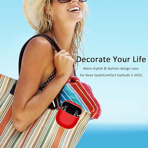 Miniatura 6 de Funda compatible con Bose QuietComfort Earbuds II, [LED frontal visible] [llavero] funda protectora de silicona para audífonos Quietcomfort II 2022