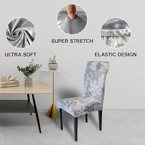 Miniatura 5 de Beifivcl Juego de 4 fundas para sillas de comedor de Navidad, fundas protectoras para sillas de comedor, extraíbles y lavables, decoración de cocina