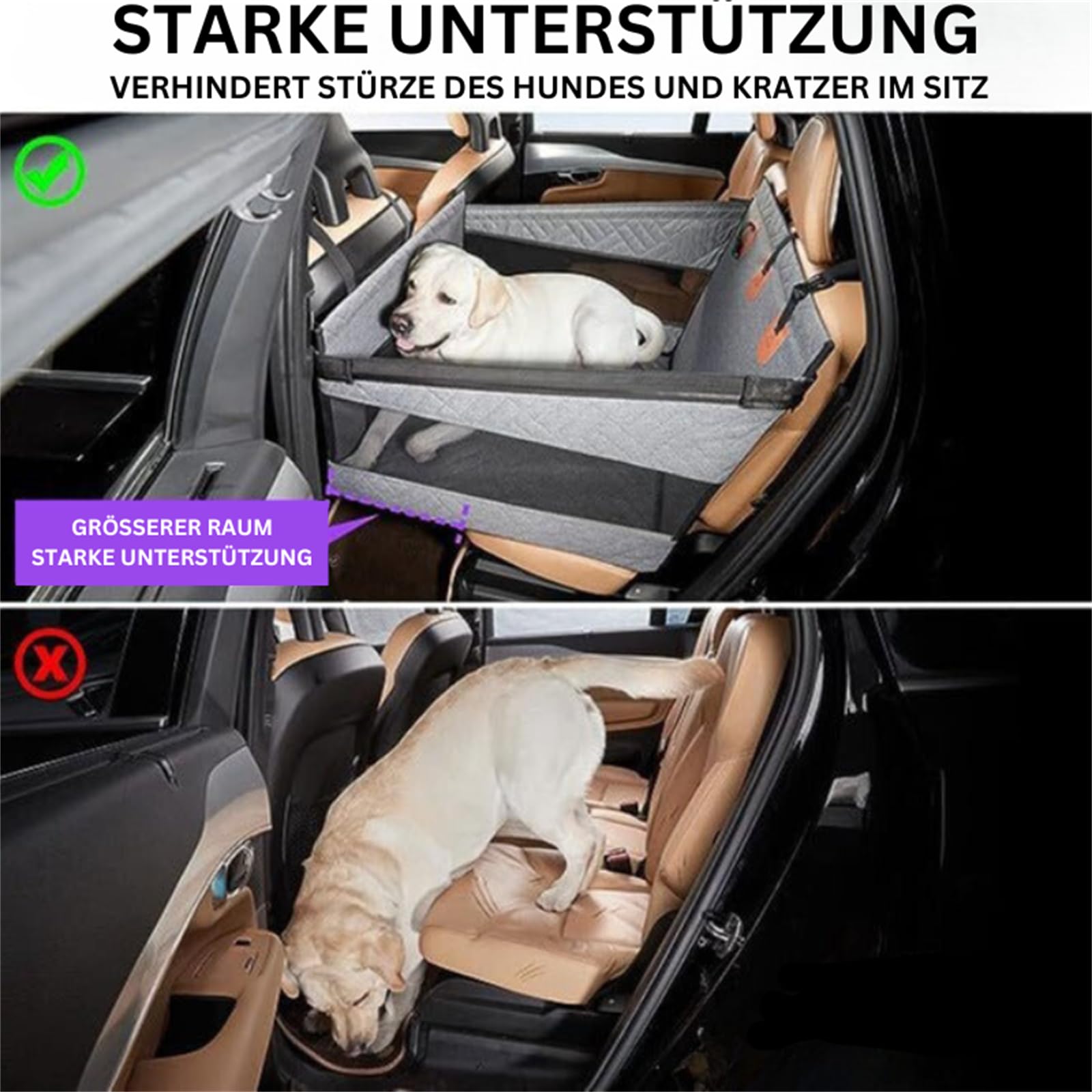 MEIION Pet bedarf-Plus - Coperta per cani con finestra a rete, impermeabile, per sedili posteriori di auto, camion e SUV