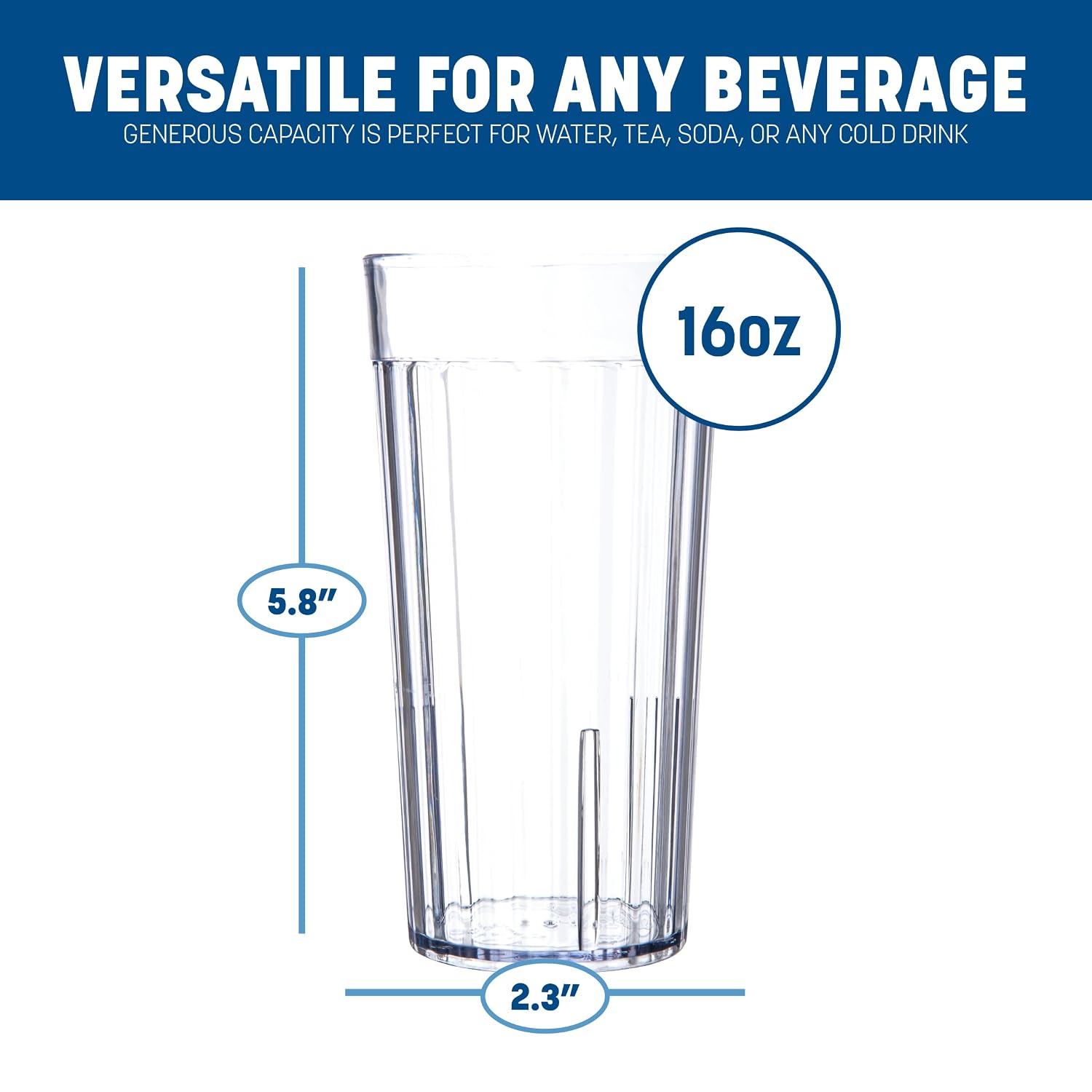 Carlisle FoodService Products Bistro Tumbler Plastic Tumbler for Restaurants, Catering, Kitchens, Plastic, 15.5 Ounces, Clear, (Pack of 72)