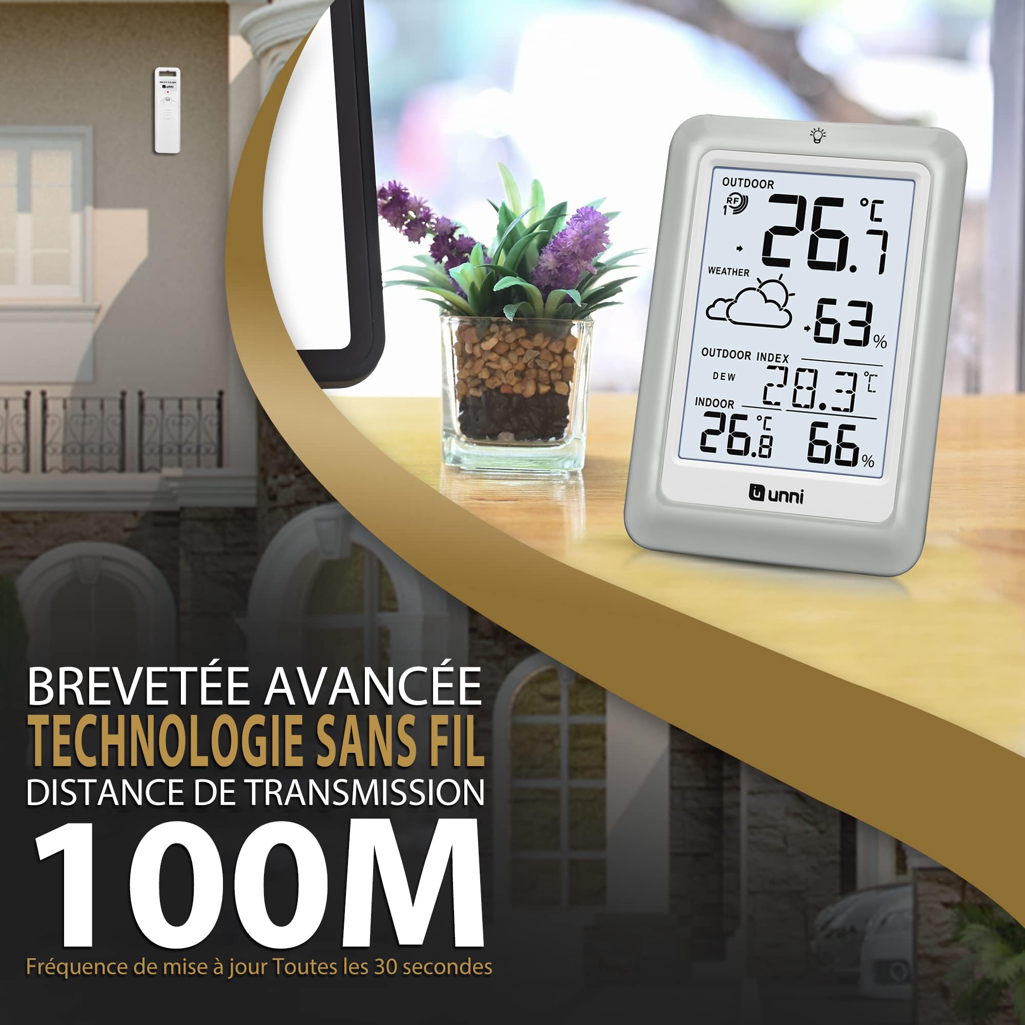 Thermomètre Hygromètre Numérique Intérieur Extérieur, Station Météo Sans Fil Numérique, Température Humidité Moniteur Avec Capteur à Distance De 100M, Affichage Rétro-éclairage - 3