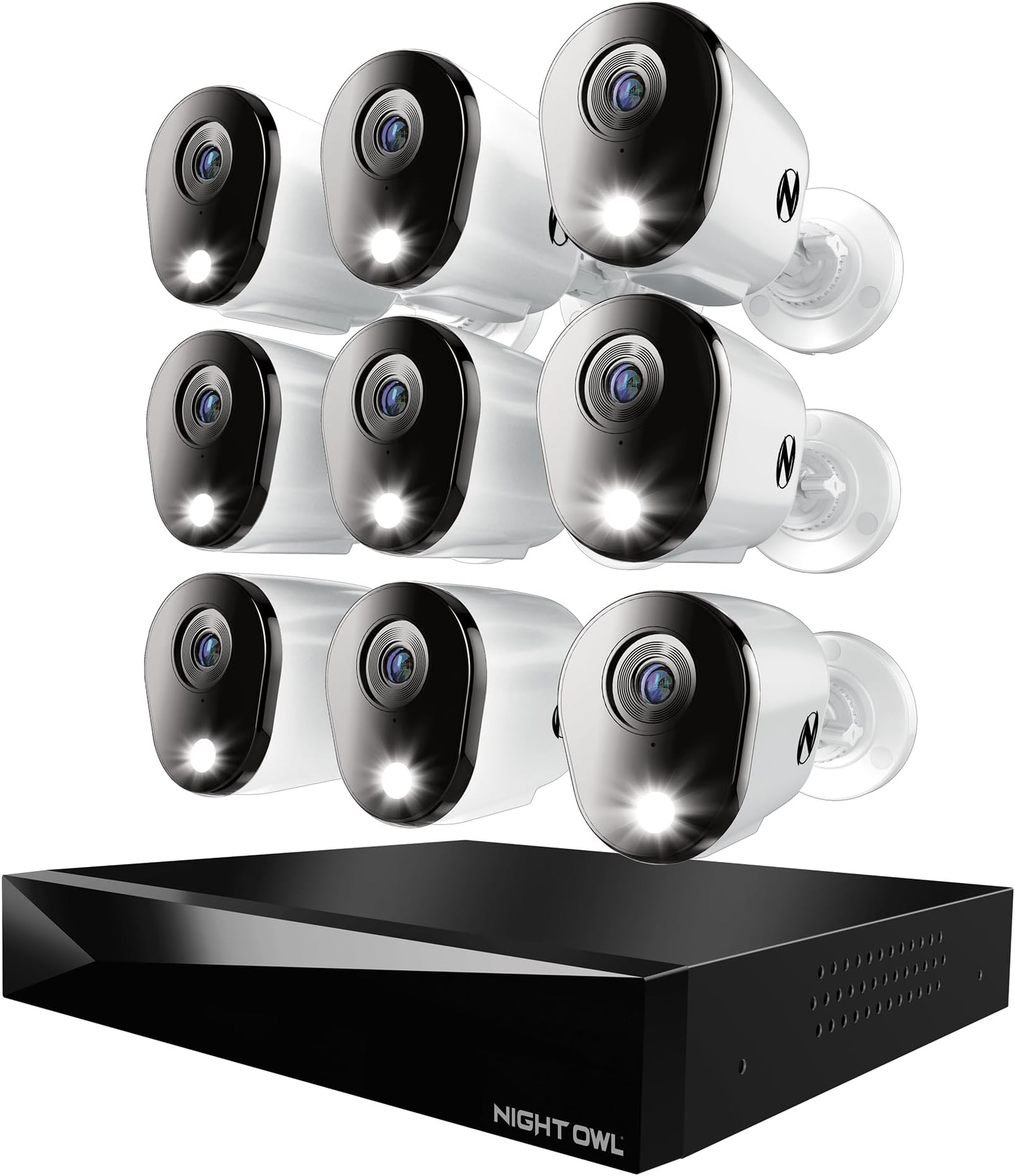 2-Way Audio 20 Channel DVR Video Home Security Camera System with (9) Wired 4K HD Indoor/Outdoor Deterrence Cameras and 2TB Hard Drive (Add up to 4 Wi-Fi Cameras) (9 Camera)