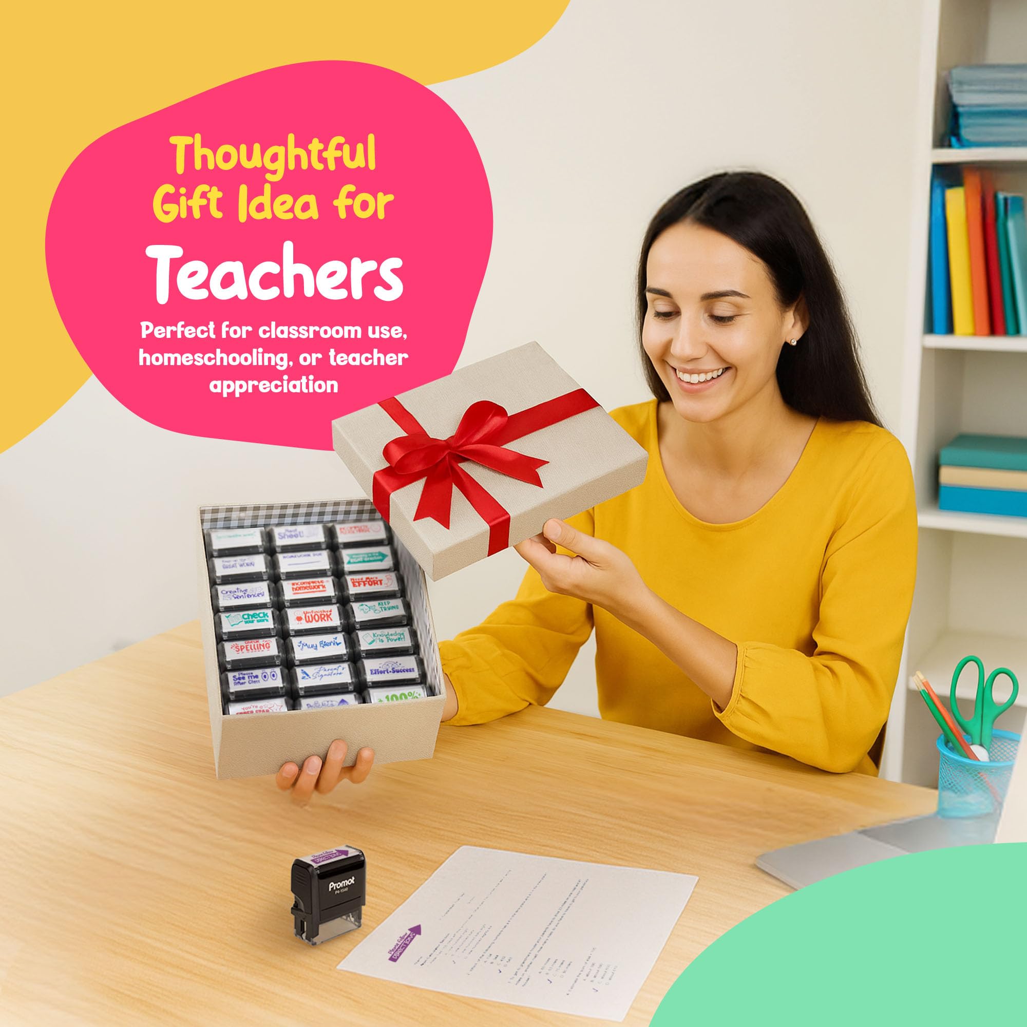 Promot Timbri autoinchiostranti per insegnanti, per la scuola, si prega di seguire le indicazioni, per bambini, strumento di classificazione scolastica, incoraggiare la scuola di timbri motivazionali,