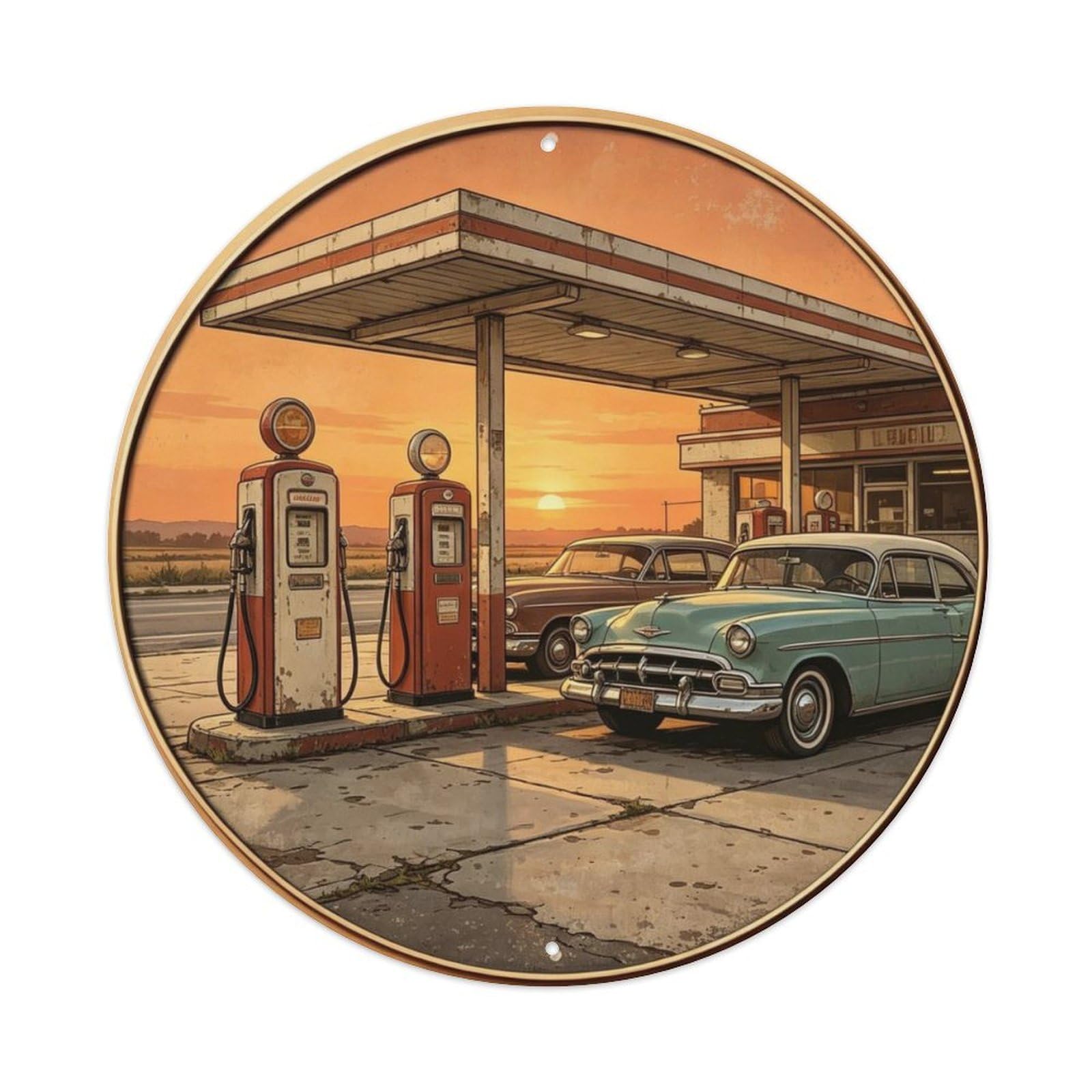 Vintage Gas Station Metal Tin Sign Plaque