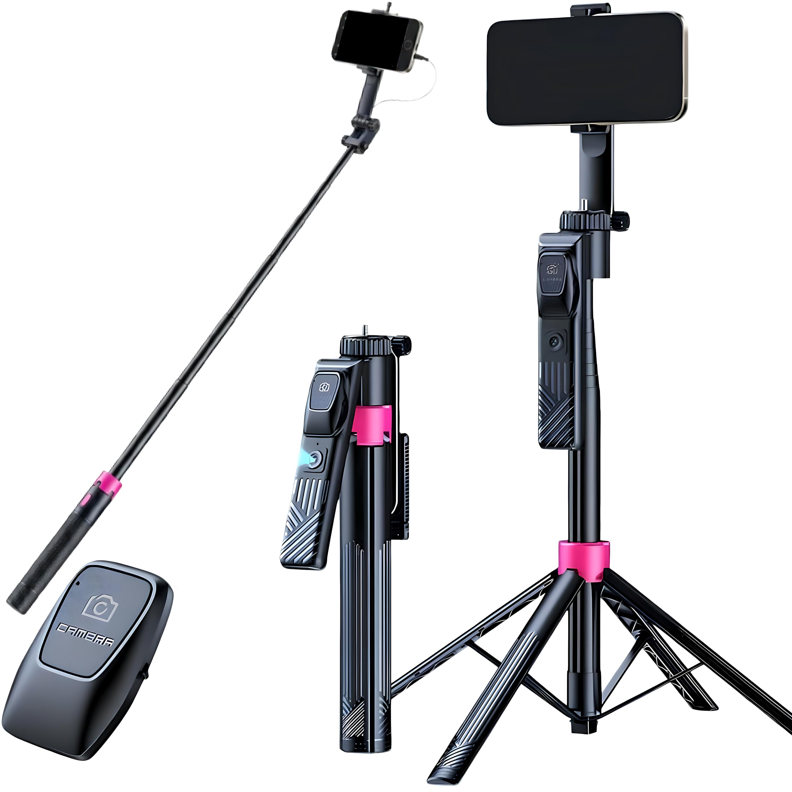Amazon.co.jp: 【最新AI自動追跡】スマホ三脚 自撮り棒 三脚一体型 360