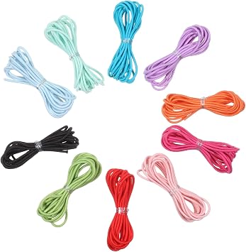 22 Yards 2mm Elastic Cord for Journals, Elastic String Band Cord Bracelet String Rubber Rope 10 Colors for Beading, Jewelry Making, 6.6ft/PCS