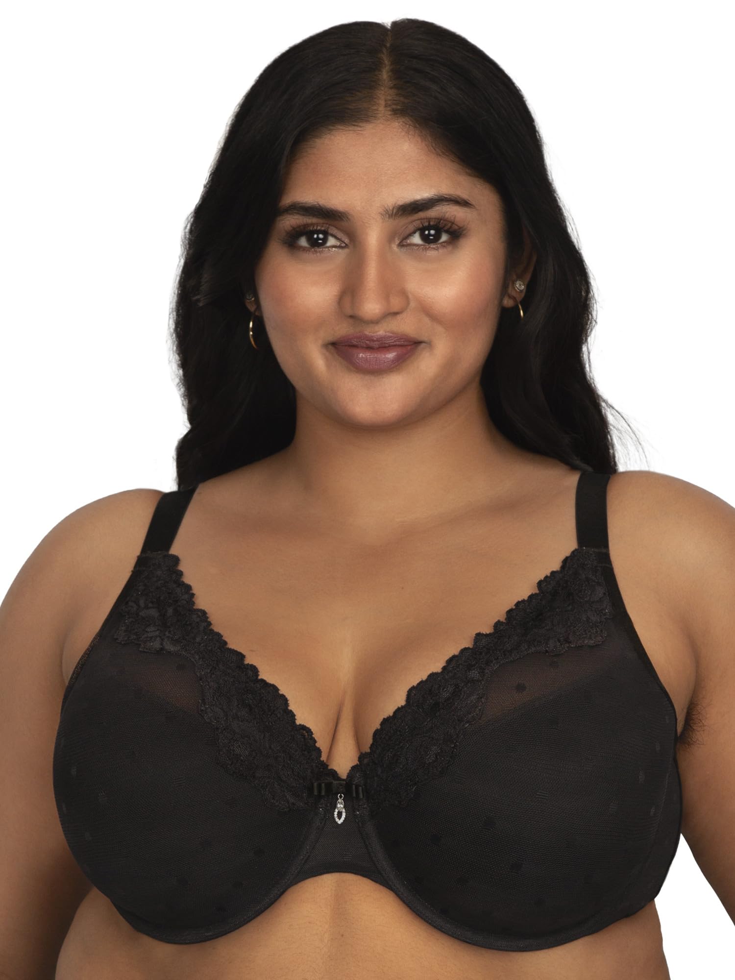 Curvy Couture Women's Sheer Whisper Plunge T-Shirt Underwire Bra