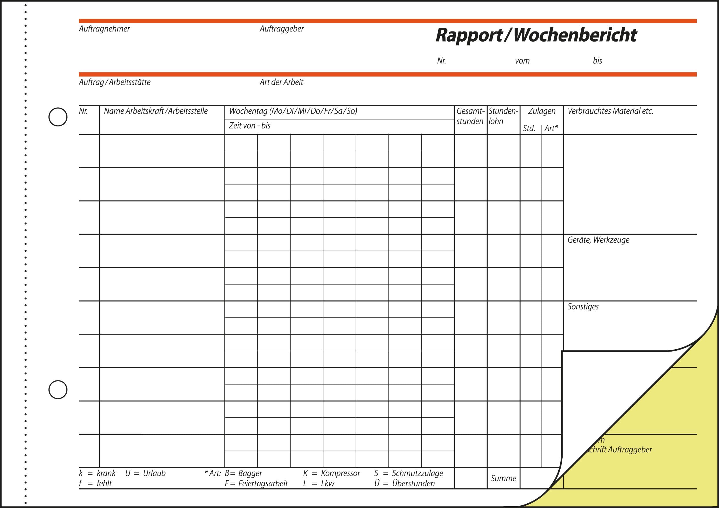 SIGEL SD029/5 Rapport / Wochenbericht A5 quer, 2x40 Blatt, selbstdurchschreibend, 5er Pack, aus nachhaltigem Papier
