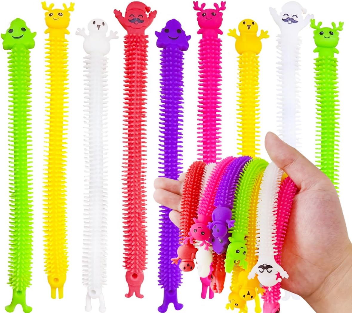 24pcs Christmas Stretchy Strings, Christmas Party Favors, Holiday Treat Toy Goodie Bag Fillers, Soft Fidget Toys Stress Relief Party Bag Fillers Autism Sensory Toys for Boys Girls Birthday Gifts
