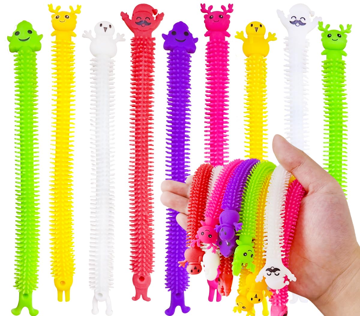 24pcs Christmas Stretchy Strings, Christmas Party Favors, Holiday Treat Toy Goodie Bag Fillers, Soft Fidget Toys Stress Relief Party Bag Fillers Autism Sensory Toys for Boys Girls Birthday Gifts
