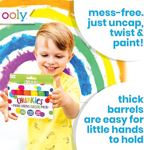 Miniatura 6 de Ooly Chunkies - Juego de 6 barras de pintura metálica para niños, juego de palitos de pintura al temple de colores metálicos, sin ensuciar,