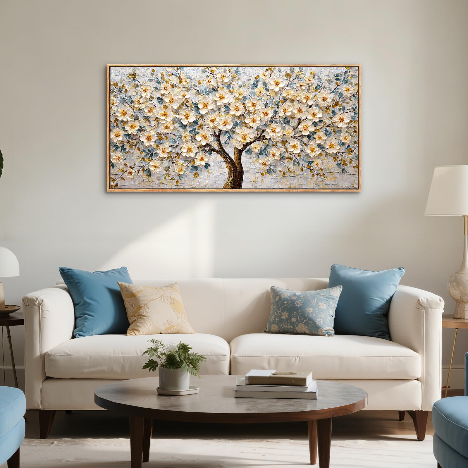 SERIMINO Tableau Decoration Murale Arbre de Vie Fleur Cadre 60x120 cm