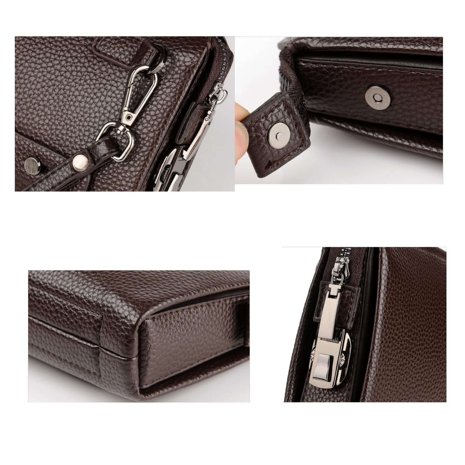Pochette Portafoglio Lungo PU Pelle Uomo Borsa Da Polso Con Blocco Codice