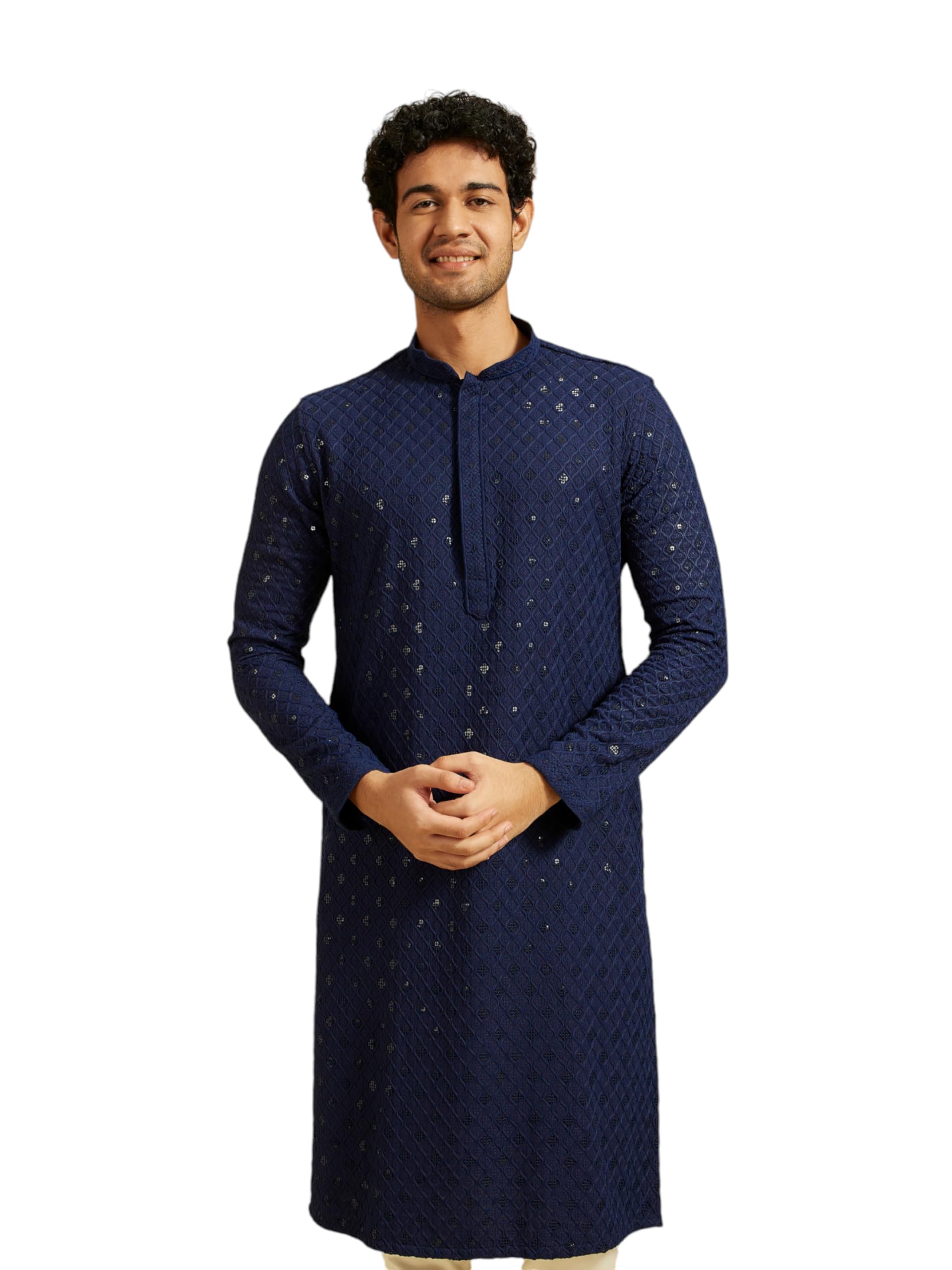 diwas by manyavar Men's Viscose Chikankari Sequined Kurta (1pc)-picture-33