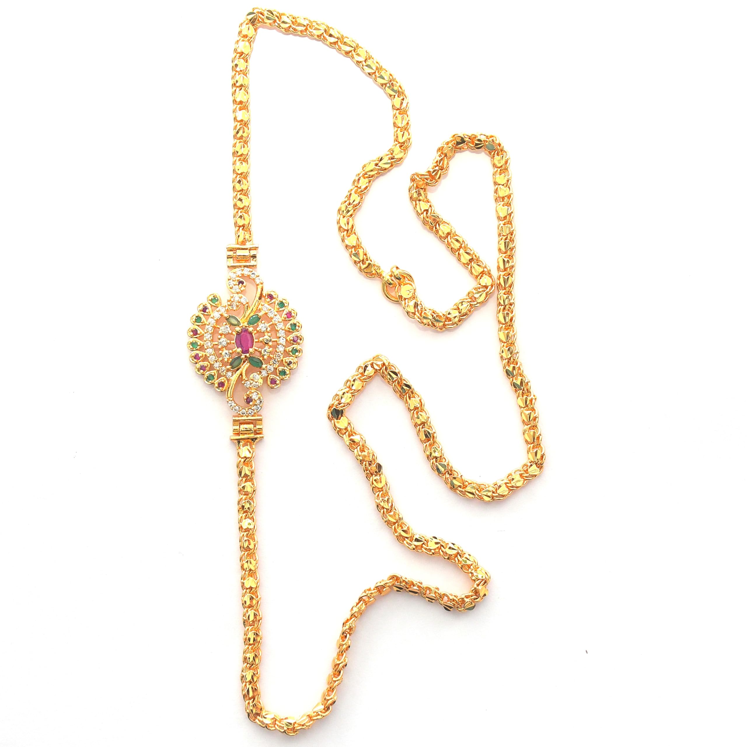 1 Gram Micro Gold Plated American Dimond Peacock Mugappu Chain for Girls & Women (B0CN7BJVBH) Amazon Price History, Amazon Price Tracker