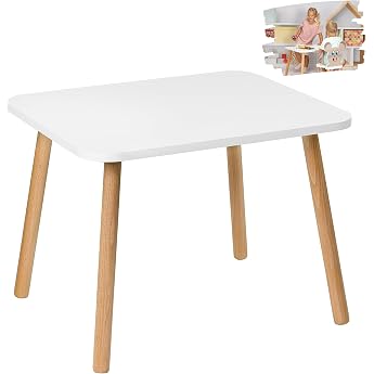 Children's Table White Wooden Table for Children's Room 50 x 70 x 46 cm Gift for Children 3-7 Years Self-Assembly Furniture - Table