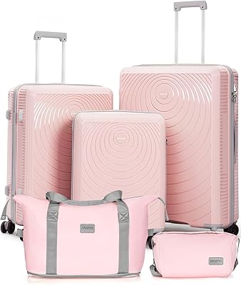 Luggage Sets 5 Piece,Lightweight,Impact-Resistant,Wear-Resistant Suitcases with Wheels, Hardshell Suitcase Set with Spinner Wheels, PP Carry on Luggage Set with TSA Lock, Travel Luggage