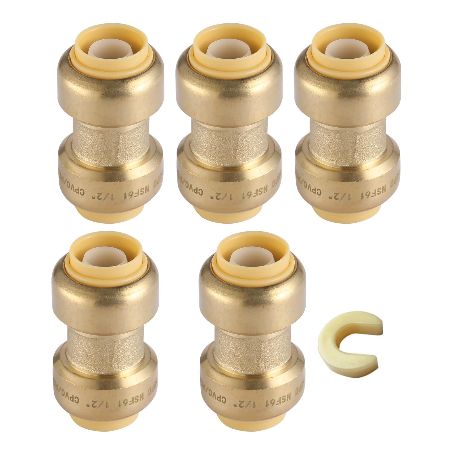 GUOFIS 1/2" Push-Fit Coupling Fittings - 10 Pack -10