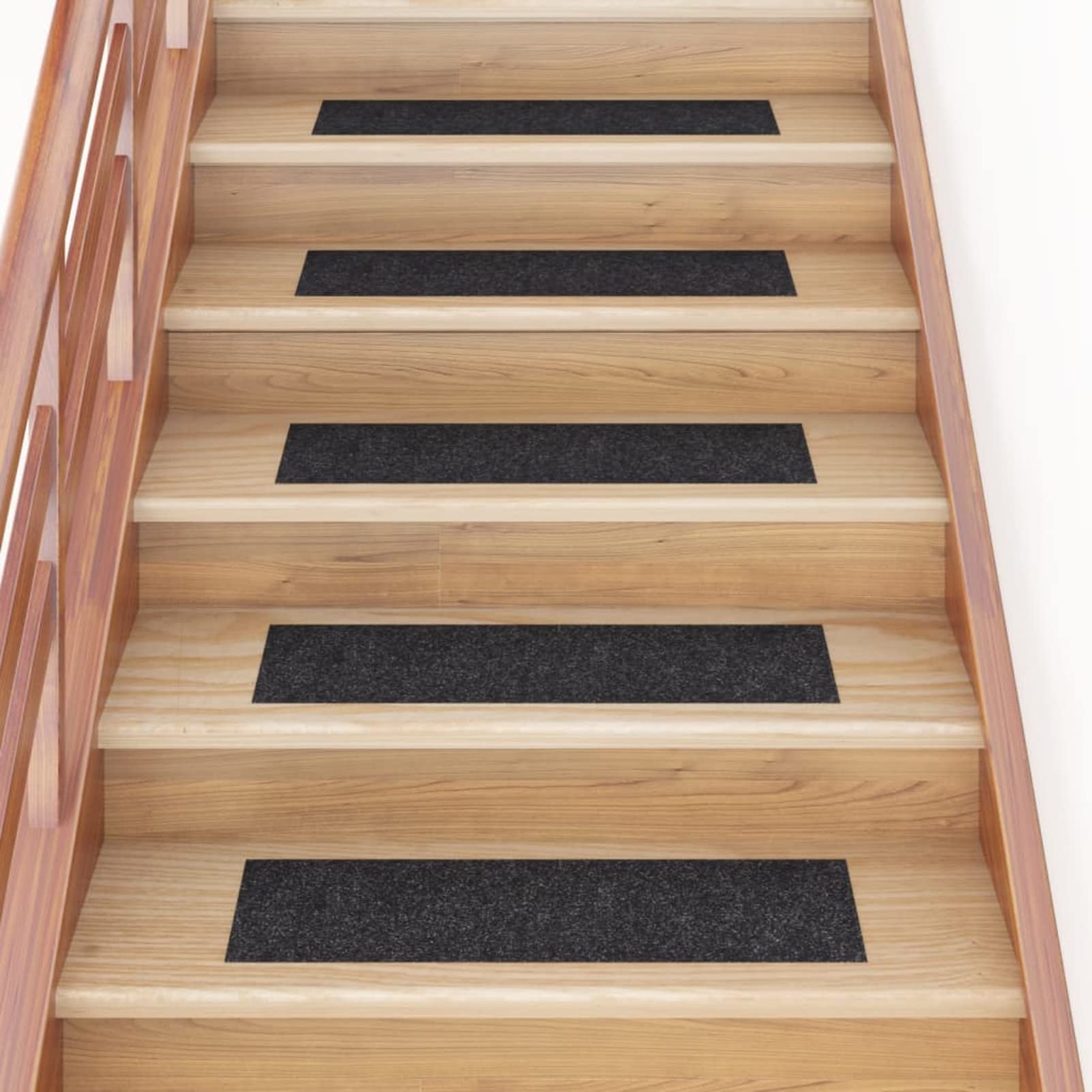 Tidyard Tapis d'escalier Autocollants Rectangulaire 15 pièce 76x20cm Noir, Rectangulaire Tapis Escalier Tapis de Sécurité pour Sol Protection, Enfants, Aînés et Animaux