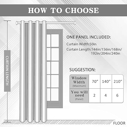 Miniatura 7 de MASWOND Cortinas opacas de terciopelo extralargas para techos altos, cortinas de 156 pulgadas perfectas para salas de estar de dos pisos, sin