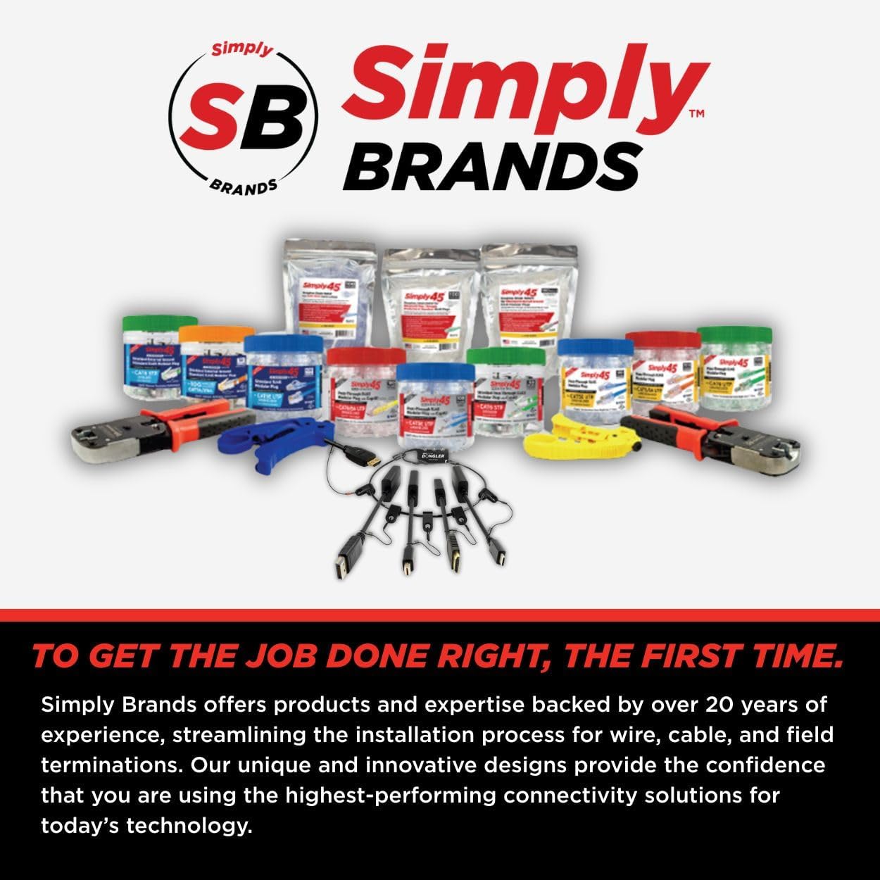 Simply45 ProSeries Cat6/6a UTP Starter Kit - Enhanced Termination with Unshielded Modular Plugs, Tools & Strain Reliefs - 100-Box - S45-PSK6U