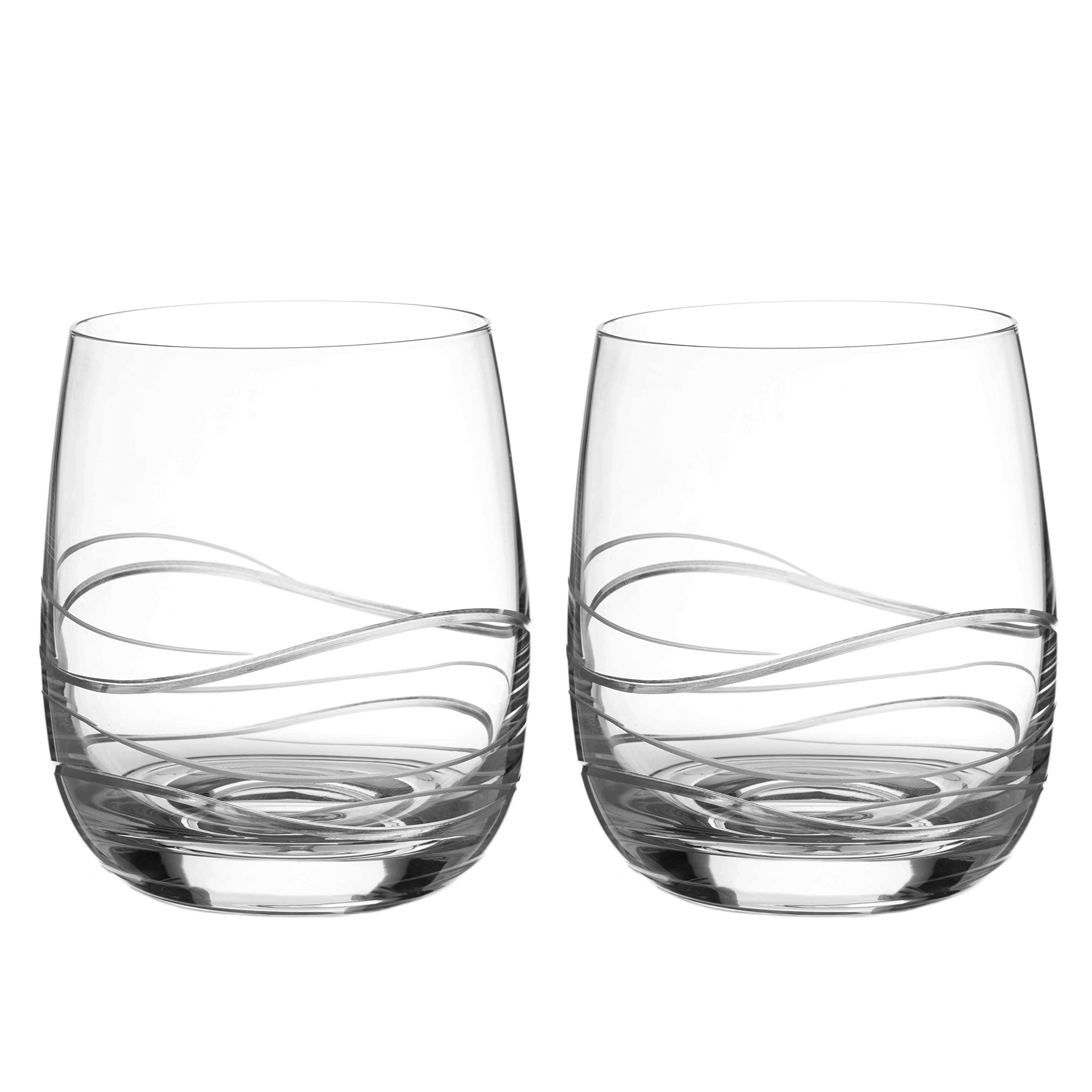 Diamante Aurora Crystal Tumbler Pair Set 8.5oz Hand Cut Slovakia