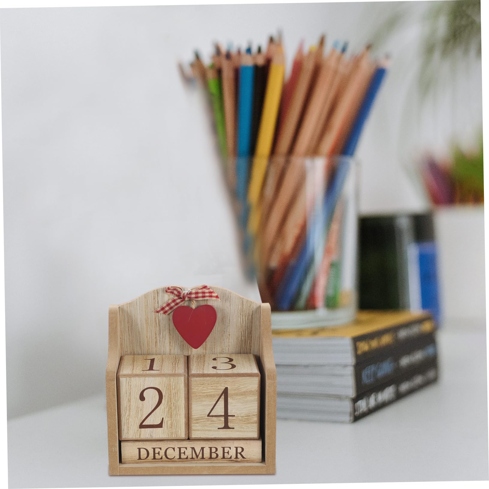 VILLCASE Calendario Da Tavolo Con Data Perenne in Legno Da 2 Pezzi Per Ufficio Studio E Casa Senza Batteria Richiesta