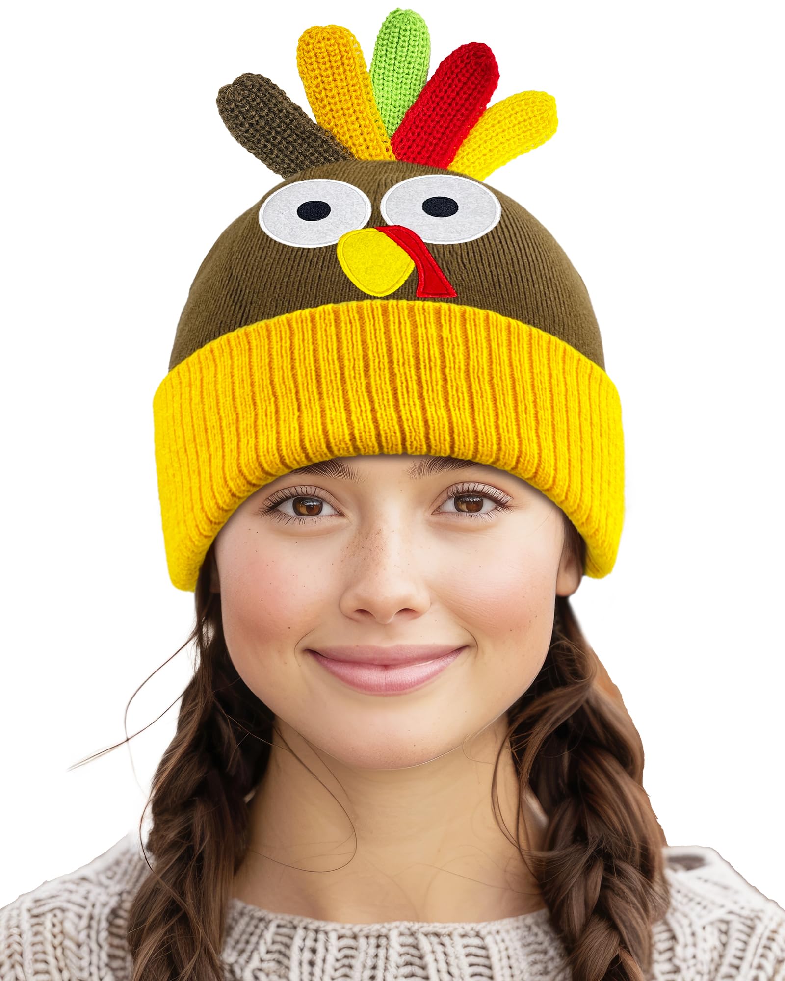 Thanksgiving Turkey Beanie Hats - Knitted Hat for Women & Men - Turkey Trots, Dress Up, Party Favor Supplies