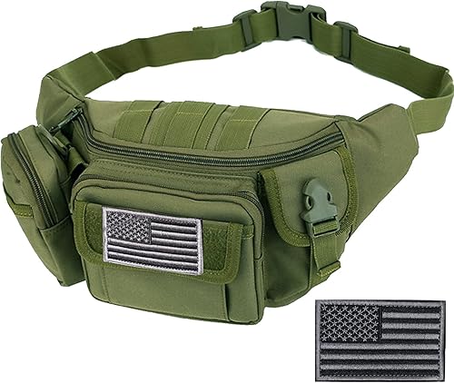 Miniatura 9 de Riñoneras tácticas, bolsa de cintura militar, bolsas de cinturón de cadera para senderismo, escalada, pesca, ciclismo, caza con parche de EE. UU, 1
