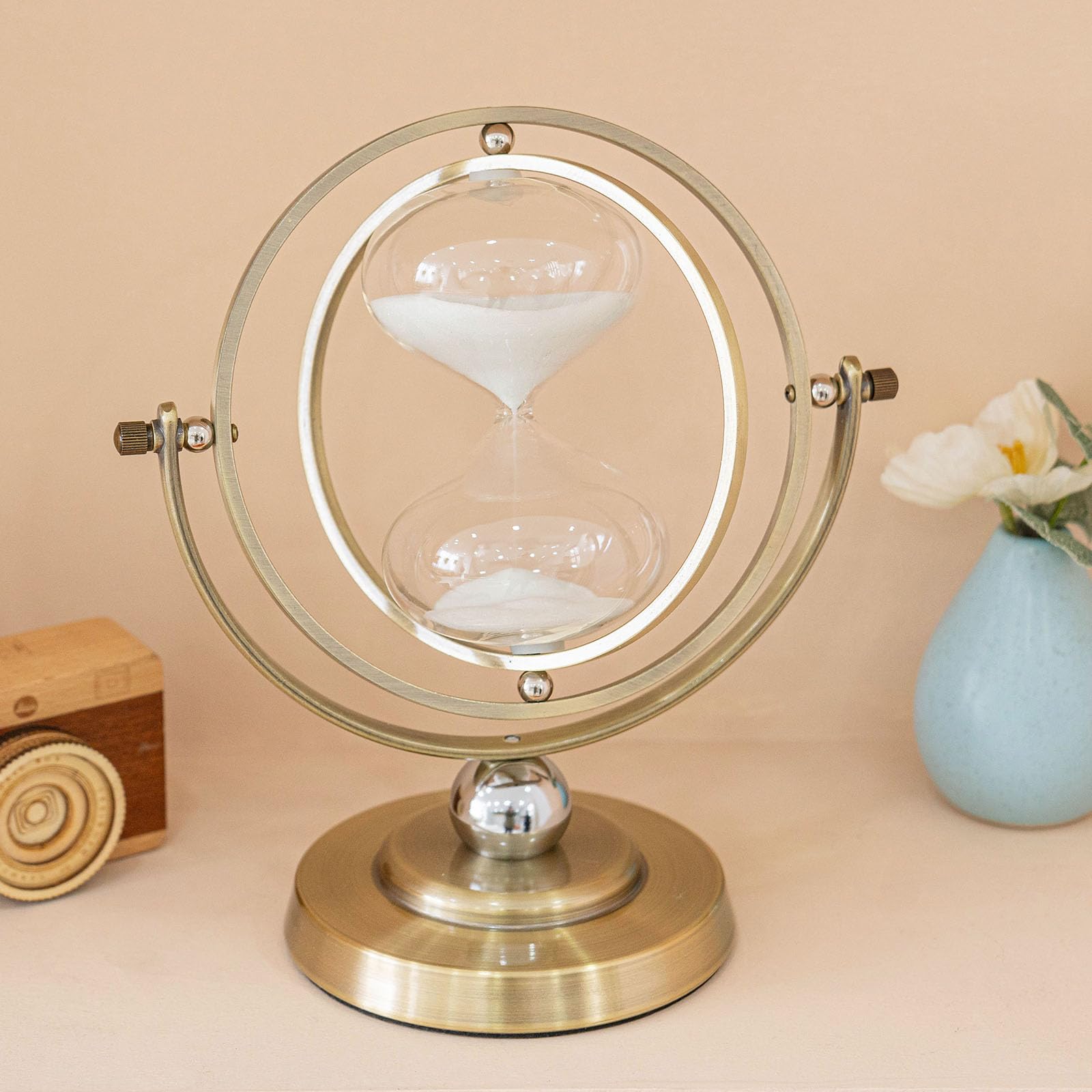 Sanduhr 30 Minuten, Metall Messing Sanduhr,Große Sanduhren Vintage，Geschenk Sanduhr,Für Haus, Schreibtisch, Büro, Hochzeits Dekoration. (weiß)