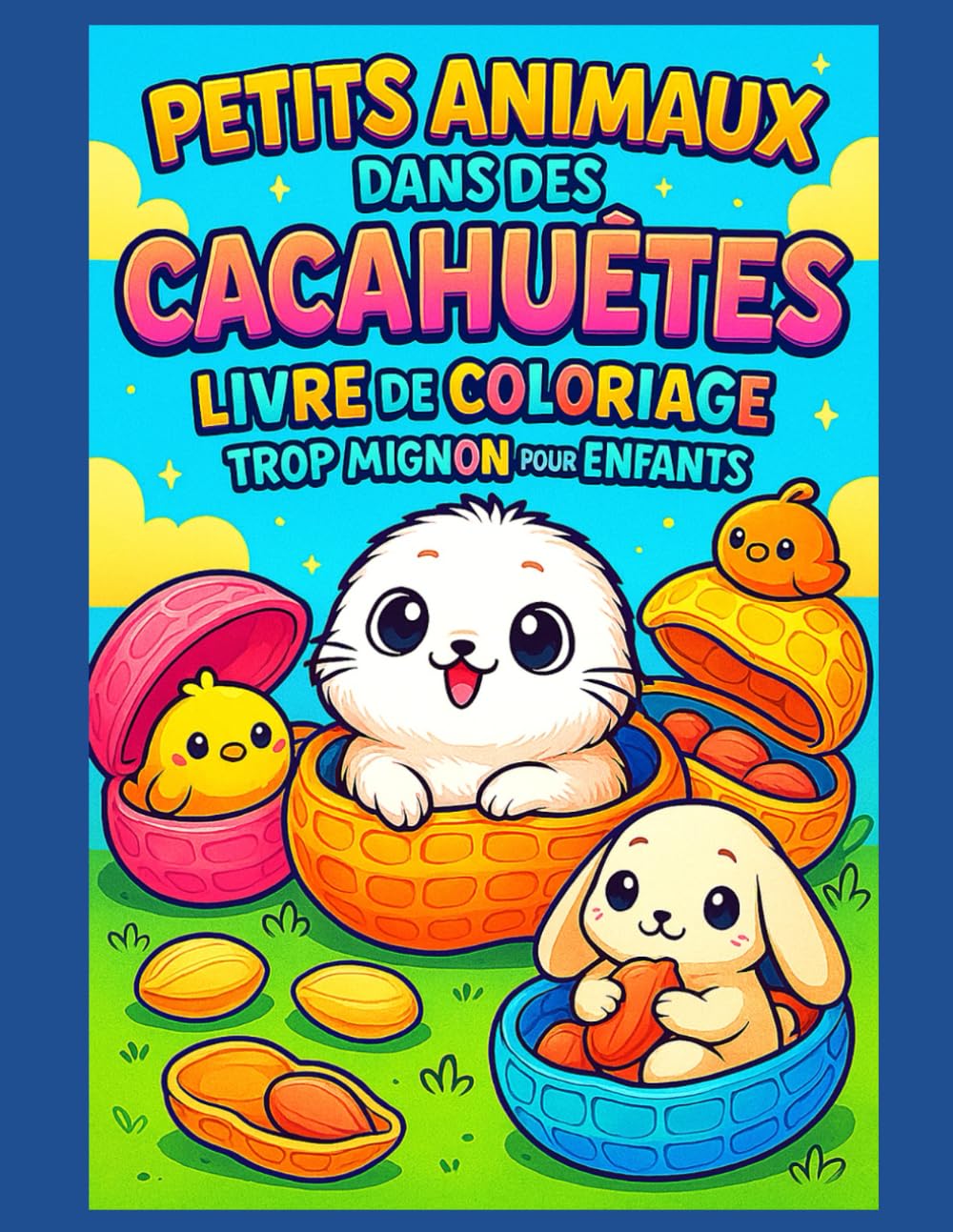 Petits Animaux dans des Cacahuètes – Livre de Coloriage Trop Mignon pour Enfant: 50 dessins adorables avec une page blanche sur deux pour éviter le ... l’encadrement ! – Grand Format – 100 pages –