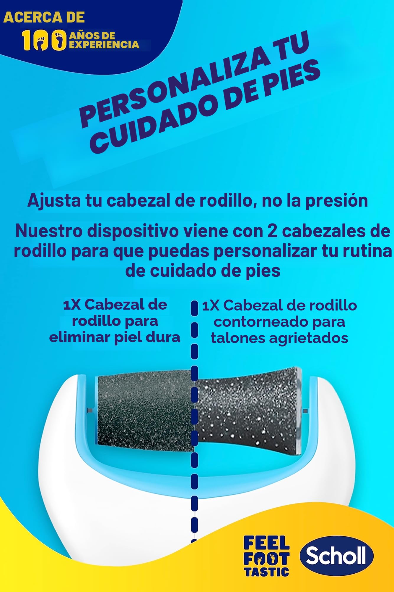 Scholl Expert Care - Eliminación de callos para pies suaves y sedosos, rápido y sin esfuerzo (con rodillo de minerales marinos para resultados precisos, 1 dispositivo con rollo), 1 unidad (1 unidad)