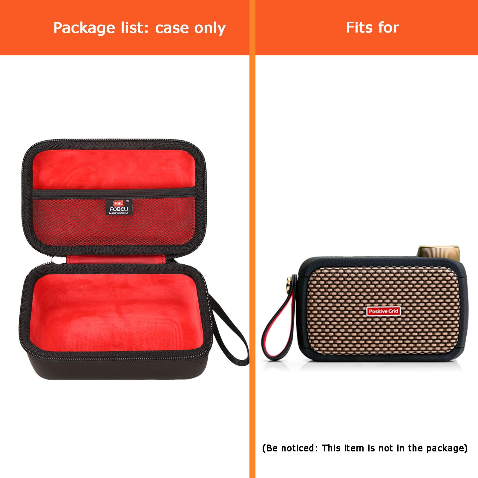 FBLFOBELI Étui de Transport Rigide Compatible avec l'ampli de Guitare Intelligent Positive Grid Spark GO 5 W Ultra Portable (étui Uniquement), Rouge, Voyage