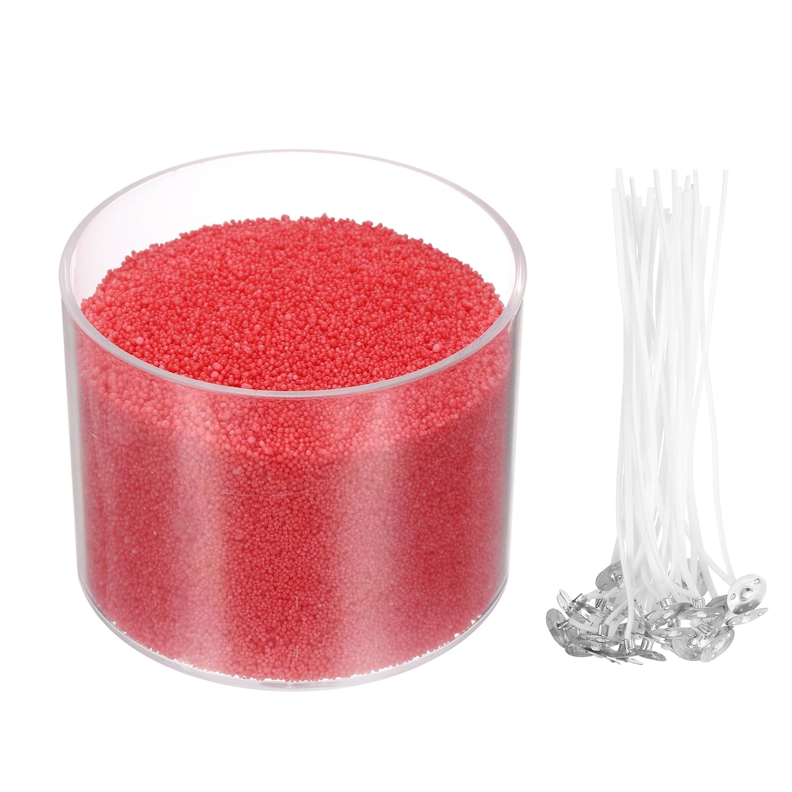 sourcing map Pearled Sand Candles with 20 Pcs Wicks 7Oz / 200g Candle Beads Refillable Powder Sand Wax Making Kit for Thanksgiving Christmas Wedding Party DIY Home Crafts, Red