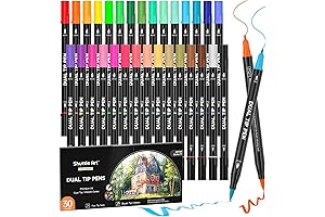 Dual Tip Brush Pens Art Markers, 30 Colors Dual Tip Calligraphy Pens