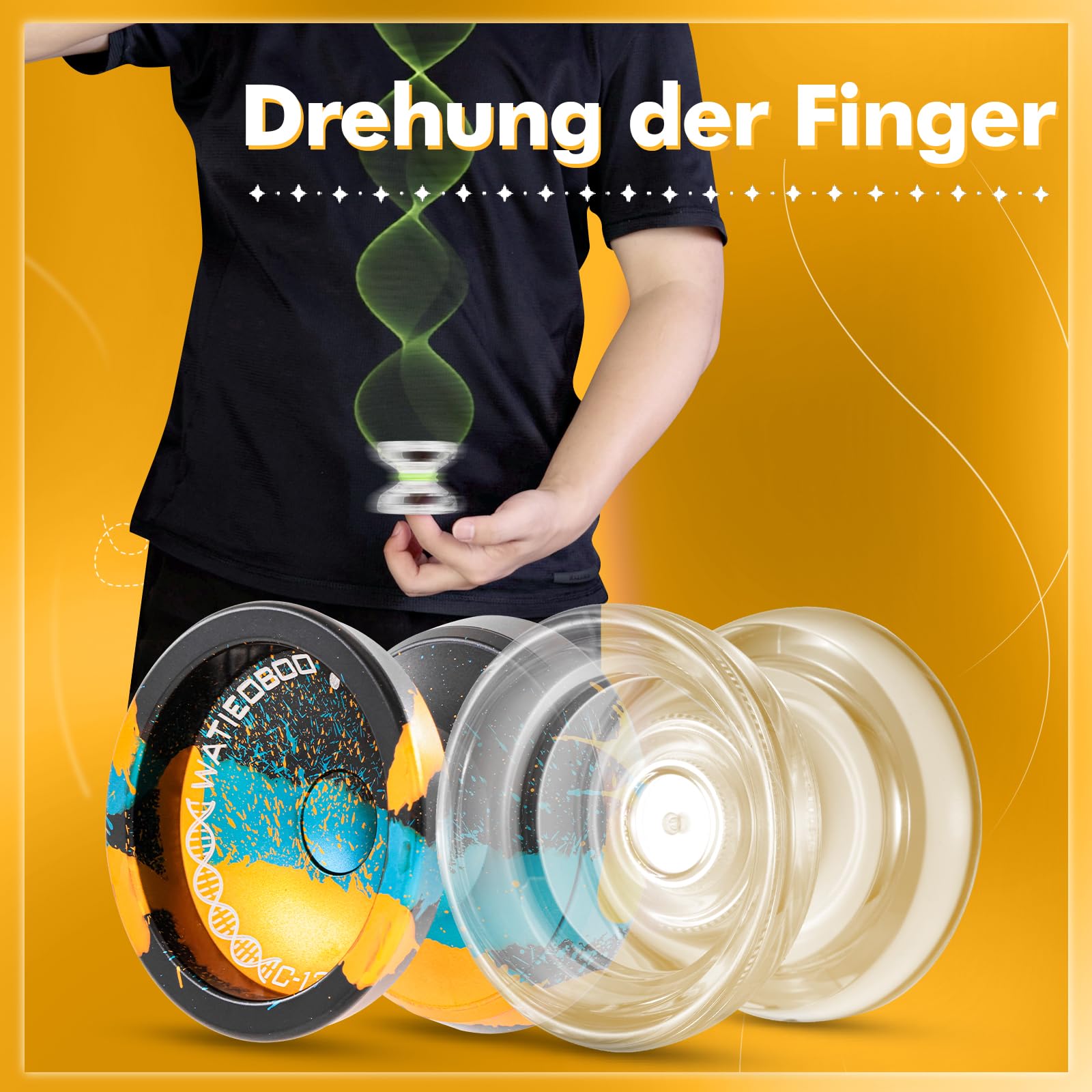 Professionell kompatibel Yoyo für Kinder, kombiniert Yo-Yo für Anfänger und Erwachsene, Fortgeschrittenes Yo Yo + extra nicht reaktive YoYos-Lager