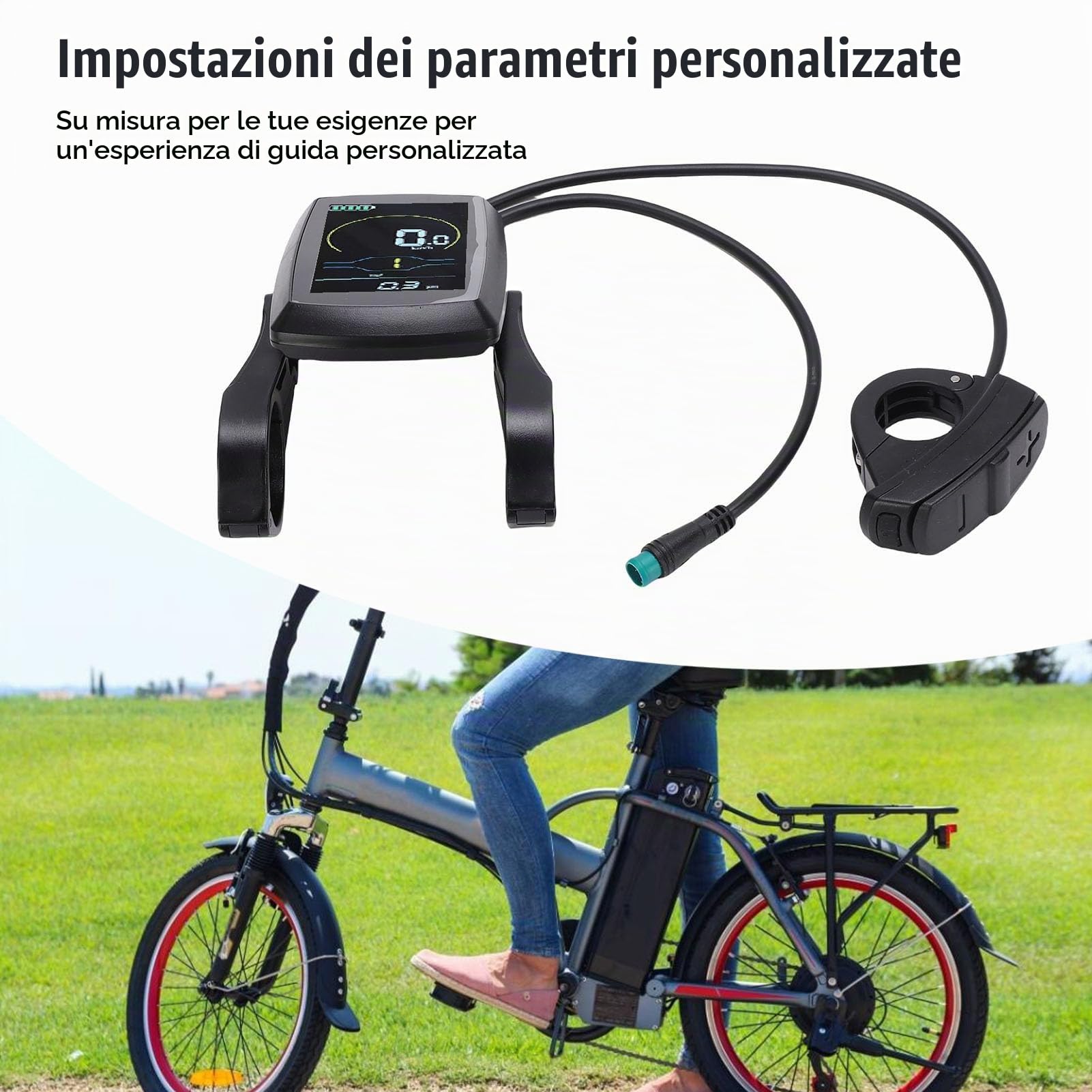 Tosuny Display LCD per Bici Elettrica, Computer per Bici Elettrica Universale Compatibile 36V 48V, Contachilometri Multifunzione con Livello di Servoassistenza per Bici da Strada di