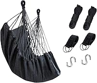 Vista 11 de KPX Silla de columpio colgante para exterior – Cómoda silla de columpio de árbol tamaño grande 110X130cm (sin cojines) - Capacidad de peso 330 Blanco