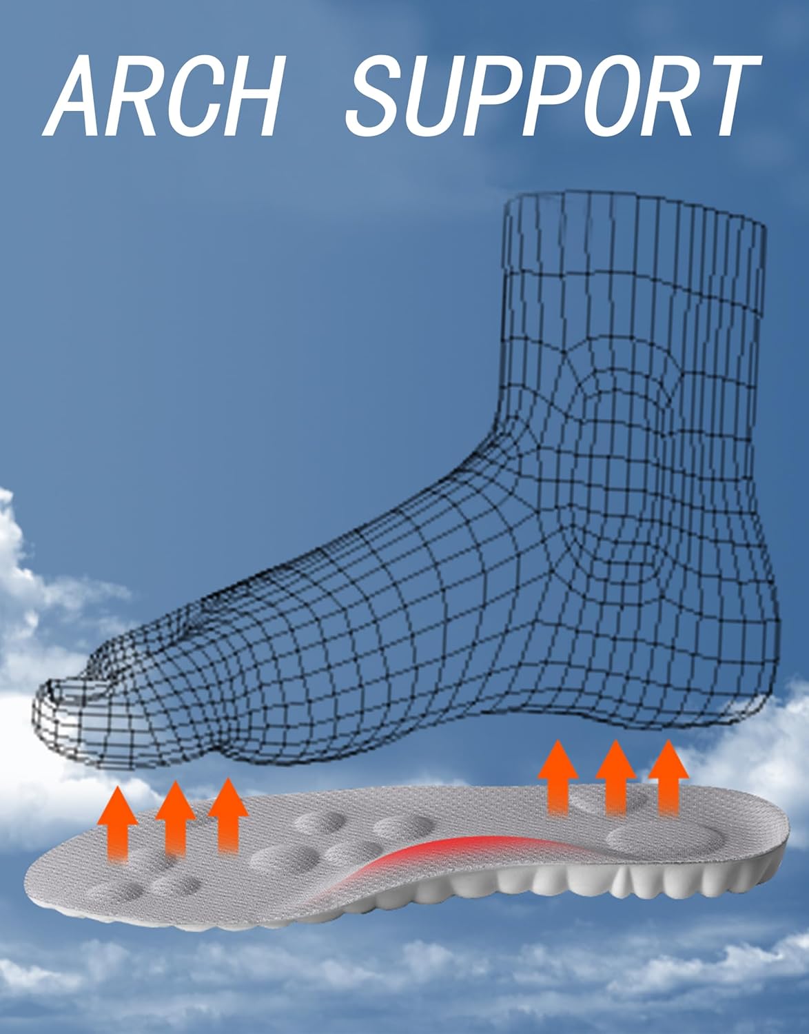 2 Pair Memory Foam 4D Cloud-Like Comfort Insoles for Men Women -Soft Cushioning Trimmable Insole with Arch Support for Foot Pain Relief and Comfort Massage Fatigue Reduction Black 25.5CM - Image 5